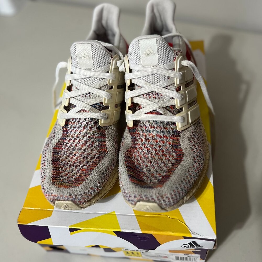 Adidas Ultra Boost Size 11.5 Red, Cream & White Running Shoes